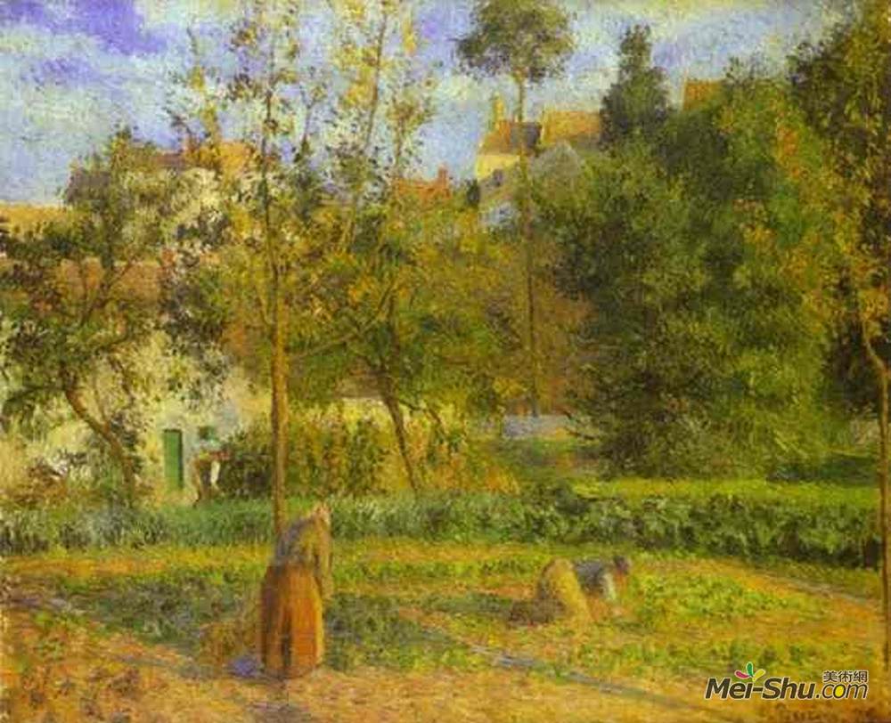 卡米耶·毕沙罗(Camille Pissarro)高清作品《蓬图瓦兹附近的厄米塔格蔬菜园》