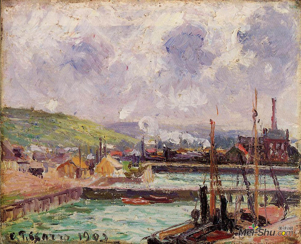 卡米耶·毕沙罗(Camille Pissarro)高清作品《View of Duquesne and Berrigny Basins in Dieppe》