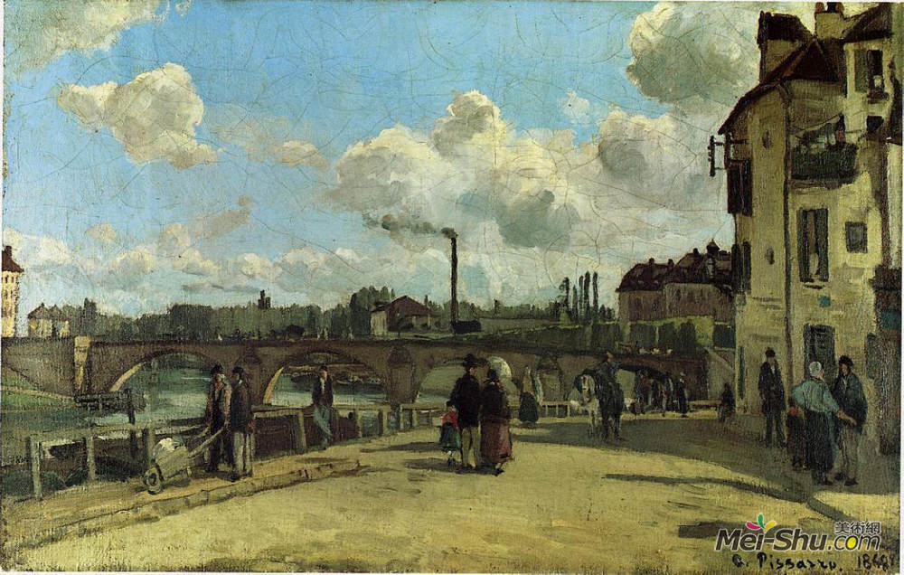 卡米耶·毕沙罗(Camille Pissarro)高清作品《View of Pontoise: Quai au Pothuis》