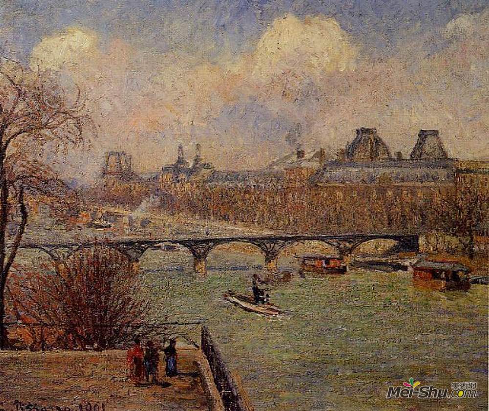 卡米耶·毕沙罗(Camille Pissarro)高清作品《从蓬特纽夫的上升阶地看塞纳河》