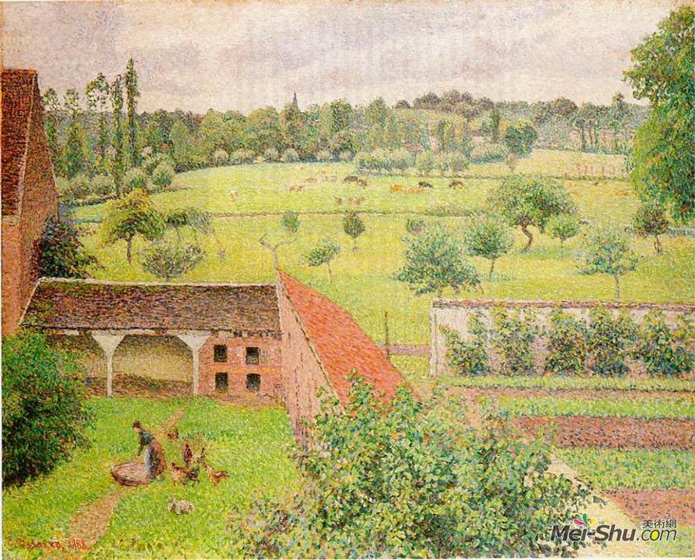 卡米耶·毕沙罗(Camille Pissarro)高清作品《View Through a Window, Eragny》