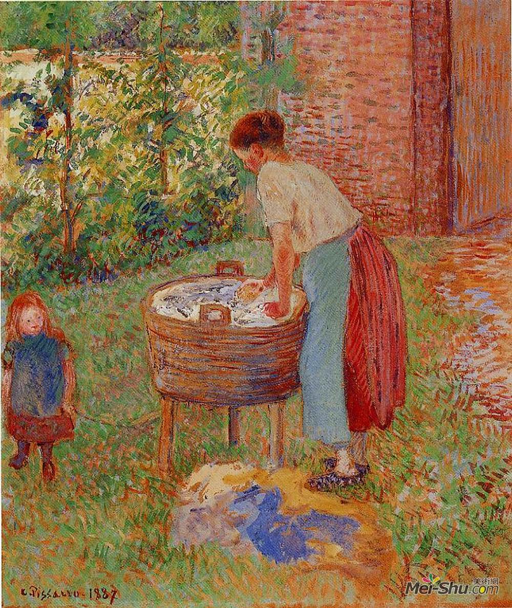 卡米耶·毕沙罗(Camille Pissarro)高清作品《Washerwoman, Eragny》