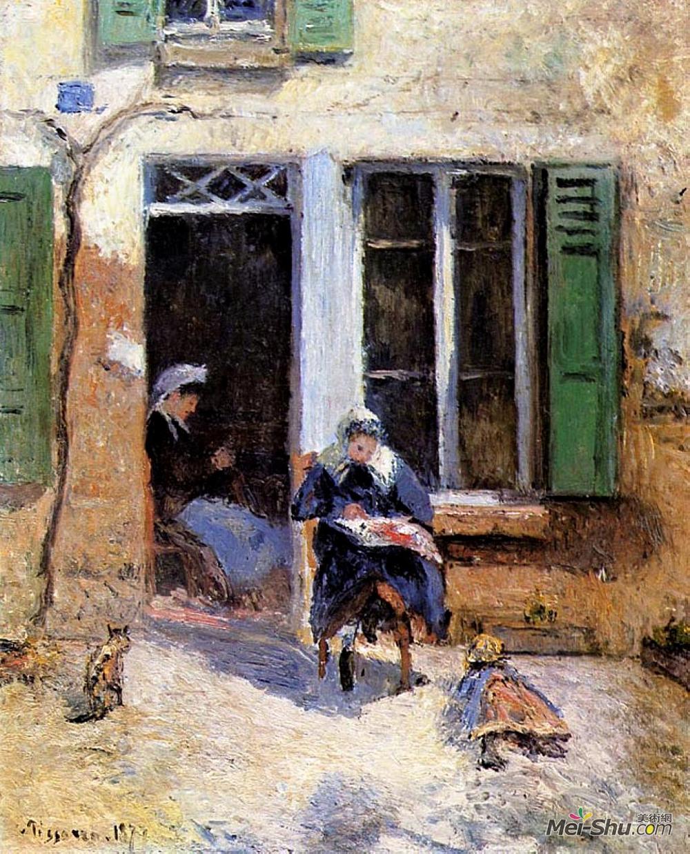 卡米耶·毕沙罗(Camille Pissarro)高清作品《做针线的妇女和孩子》