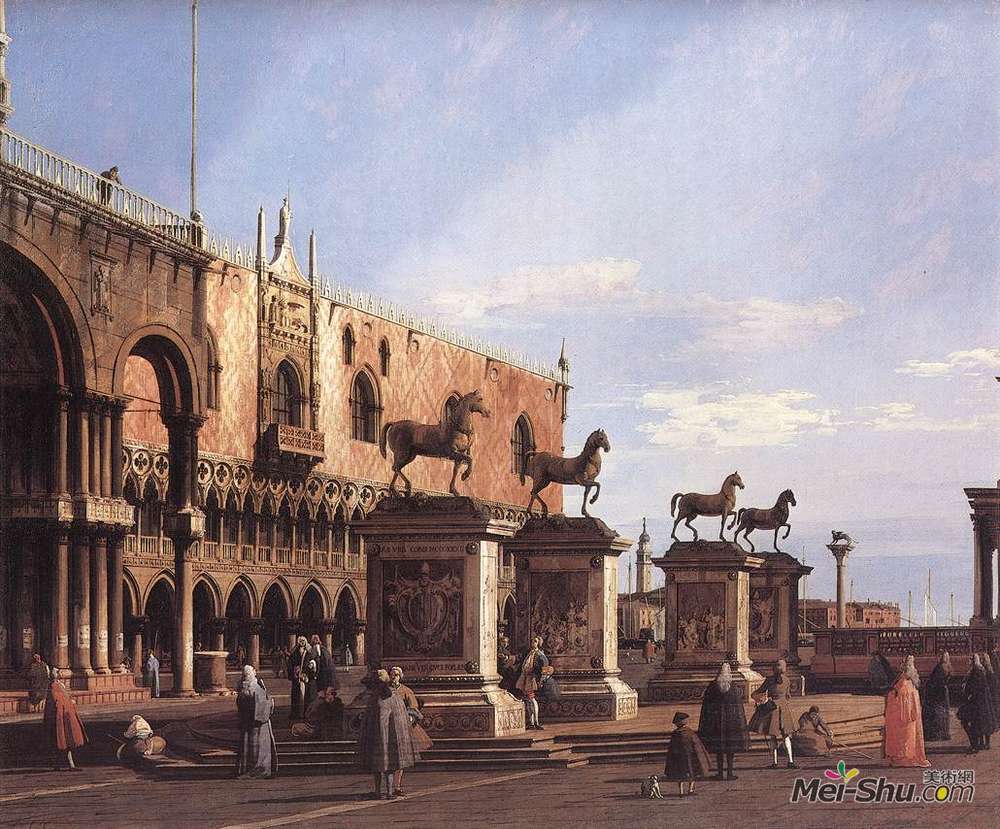 加纳莱托(Canaletto)高清作品《Capriccio: The Horses of San Marco in the Piazzetta》