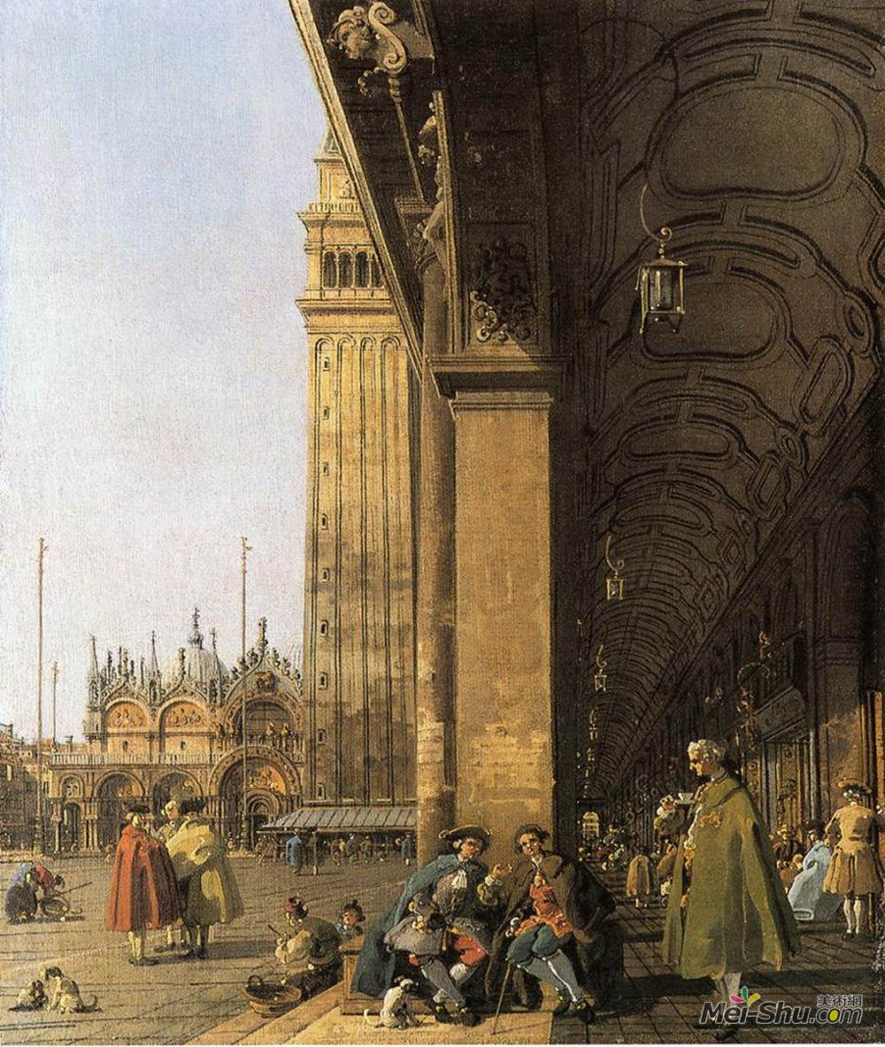 加纳莱托(Canaletto)高清作品《Piazza San Marco, Looking East from the Southwest Corner (Pi》