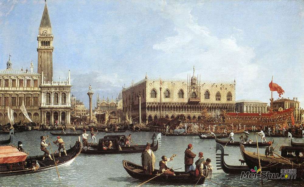 加纳莱托(Canaletto)高清作品《Return of the Bucentoro to the Molo on Ascension Day》