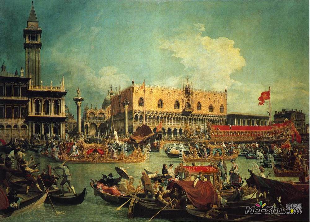加纳莱托(Canaletto)高清作品《The Bucintgoro by the Molo on Ascension Day》