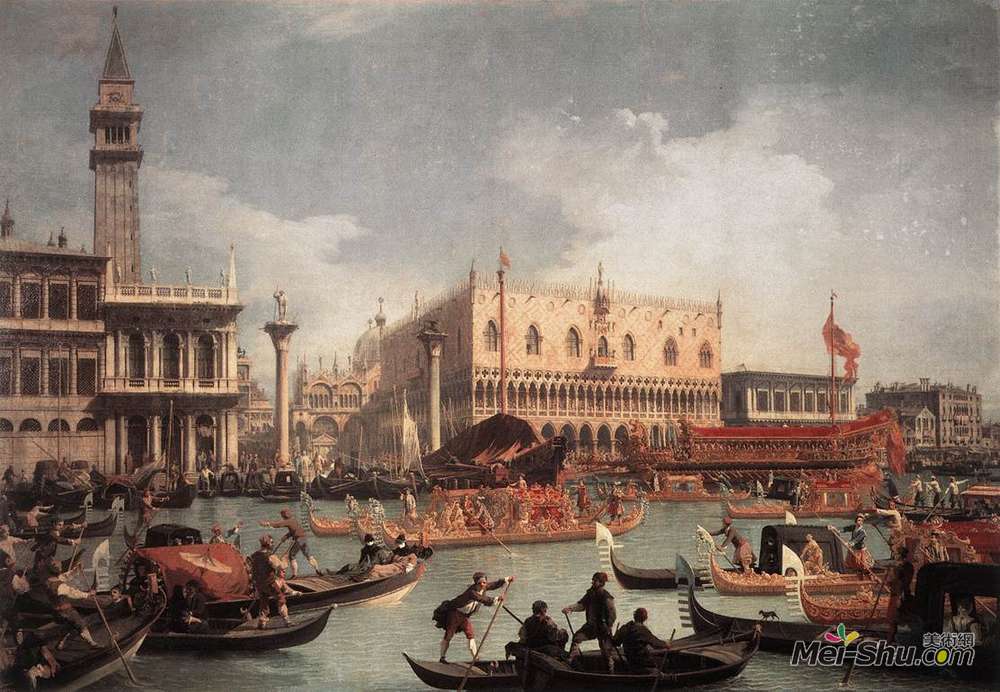 加纳莱托(Canaletto)高清作品《The Bucintore Returning to the Molo on Ascension Day》