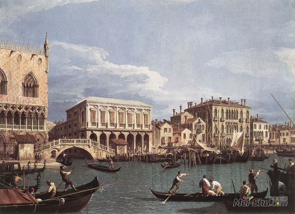 加纳莱托(Canaletto)高清作品《The Molo and the Riva degli Schiavoni from the St. Mark&》