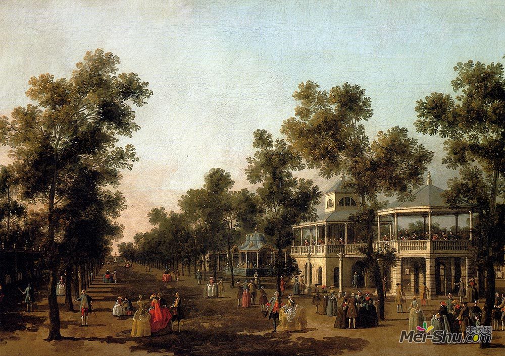加纳莱托(Canaletto)高清作品《沃克斯豪尔花园与管弦乐队的大观观》