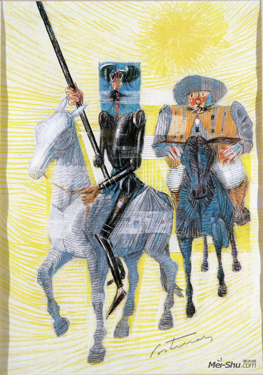 坎迪多·波尔蒂纳里(Candido Portinari)高清作品《堂吉诃德和桑丘潘雅繁和其amp?a出来》
