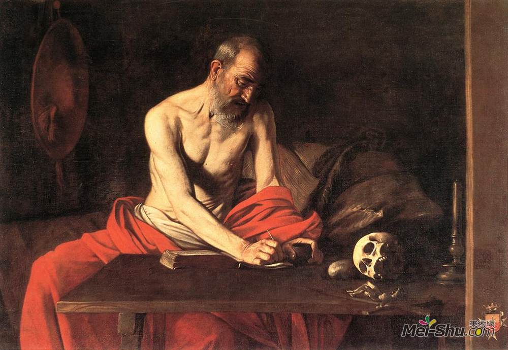 卡拉瓦乔(Caravaggio)高清作品《圣杰罗姆写作》