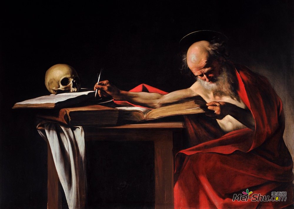 卡拉瓦乔(Caravaggio)高清作品《圣杰罗姆写作》