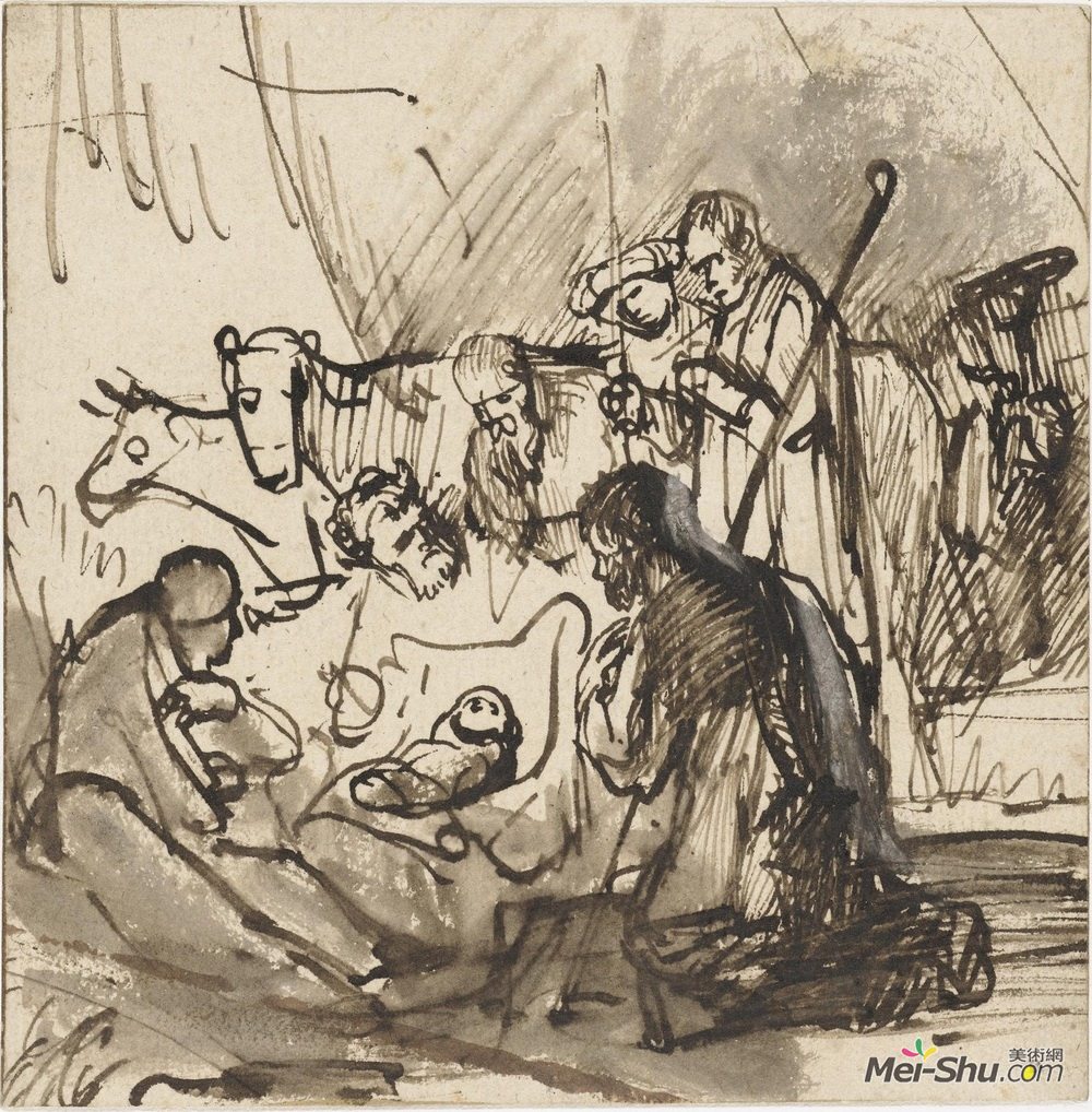 卡雷尔·法布里蒂乌斯(Carel Fabritius)高清作品《牧羊人的崇拜》