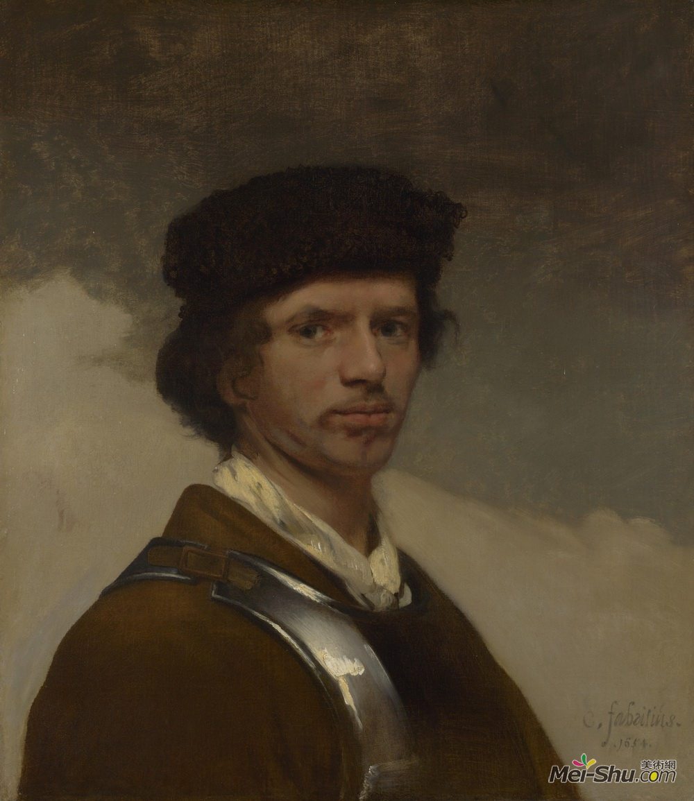 卡雷尔·法布里蒂乌斯(Carel Fabritius)高清作品《Young Man in a F R Cap Self Portrait》