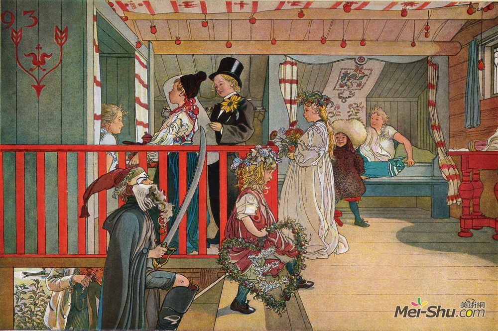 卡尔·拉森(Carl Larsson)高清作品《庆祝日》