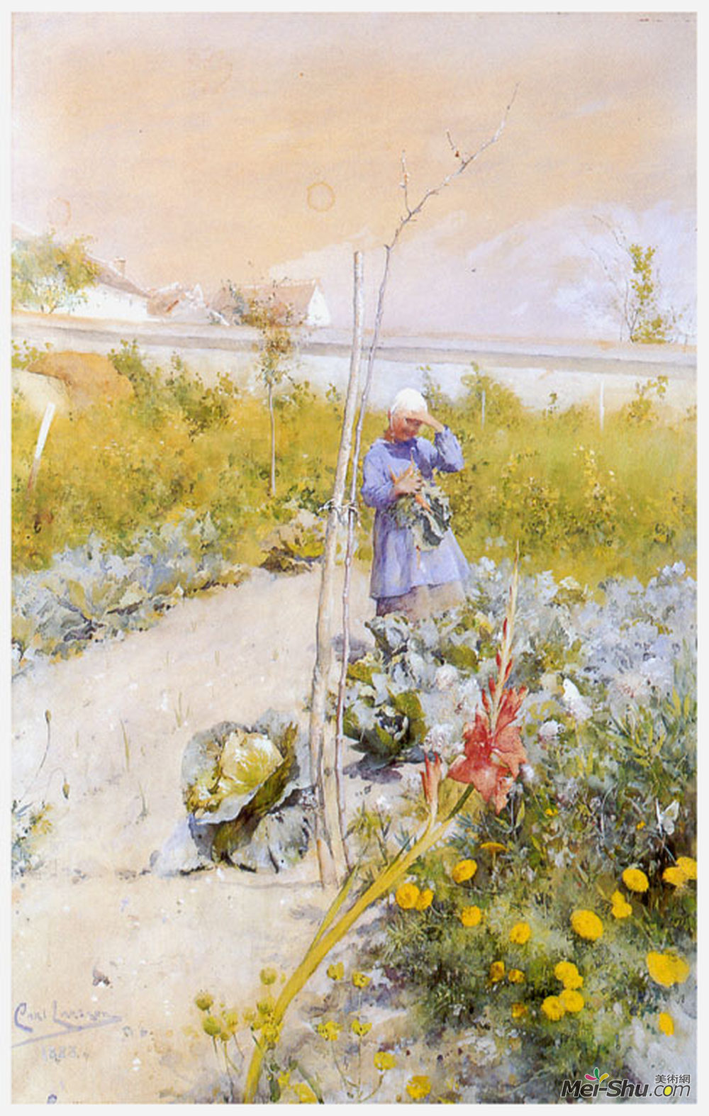 卡尔·拉森(Carl Larsson)高清作品《在厨房花园》