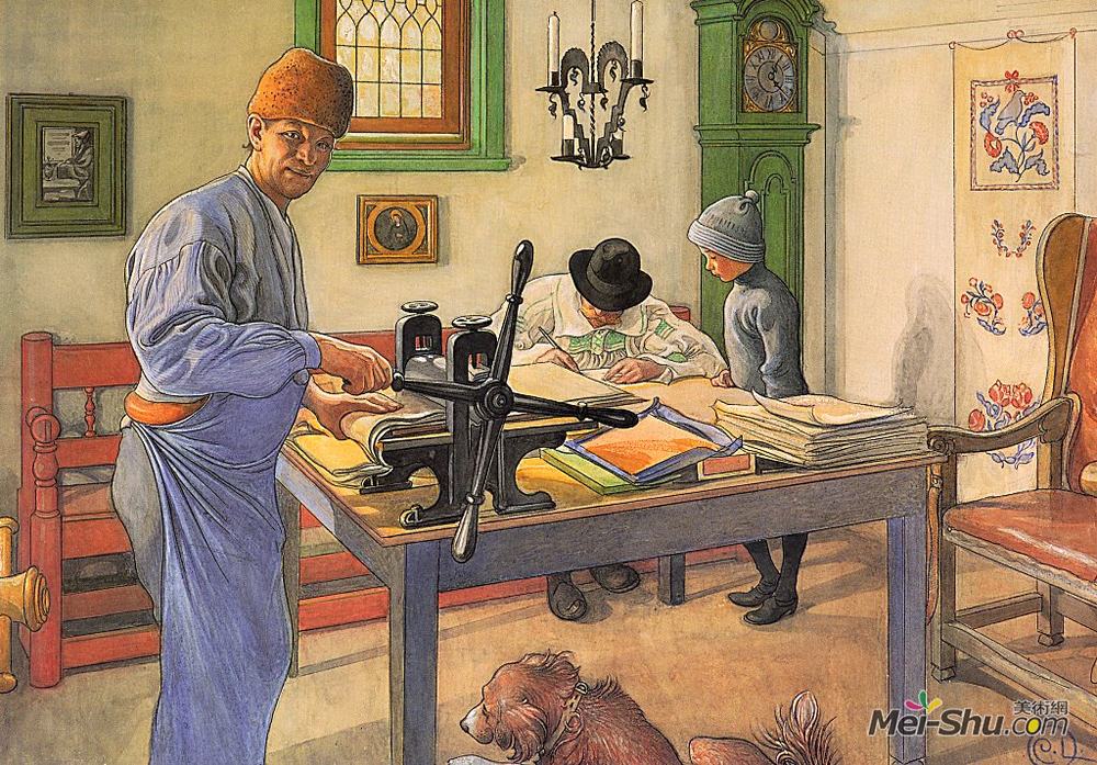 卡尔·拉森(Carl Larsson)高清作品《我的酸工作坊（我做蚀刻的地方）》