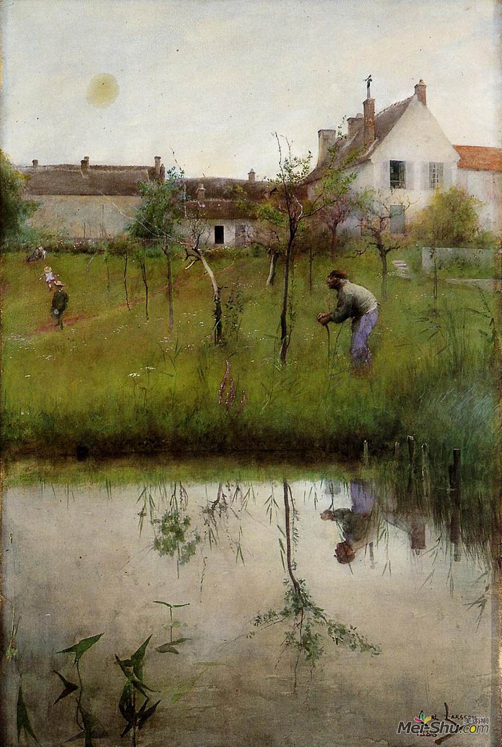 卡尔·拉森(Carl Larsson)高清作品《老人和新树》
