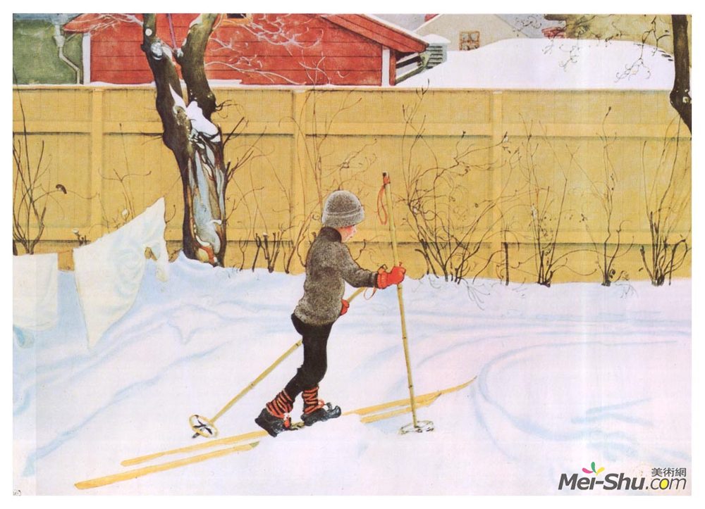 卡尔·拉森(Carl Larsson)高清作品《滑雪者》