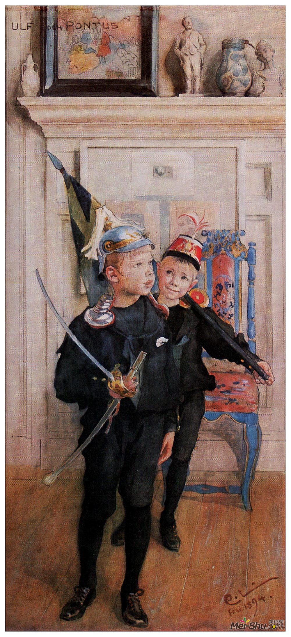 卡尔·拉森(Carl Larsson)高清作品《乌尔夫与蒙托斯》