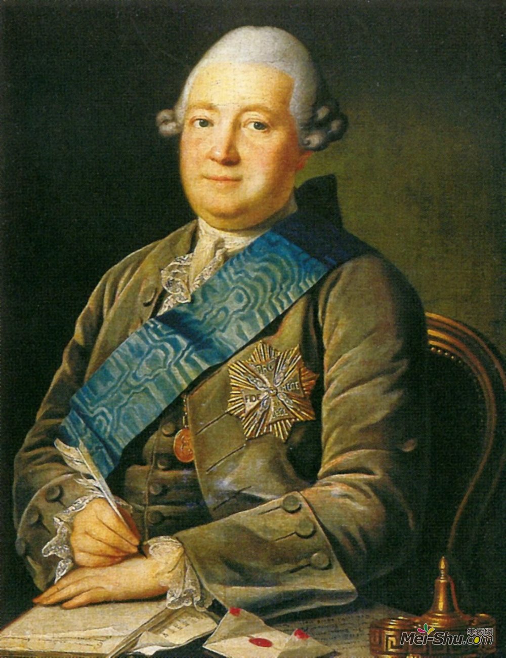 卡尔.路德维希.约翰.克里斯蒂内克(Carl-Ludwig Johann Christineck)高清作品《Portrait of Adam Vasilevich Olsufyev》