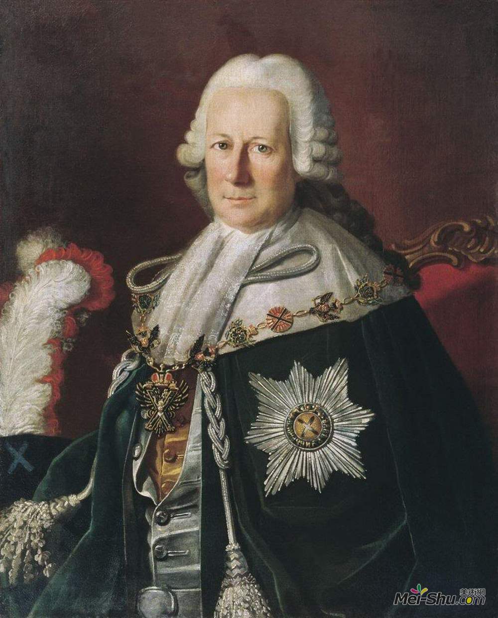 卡尔.路德维希.约翰.克里斯蒂内克(Carl-Ludwig Johann Christineck)高清作品《Portrait of Semen Ivanovich Mordvinov as Chevalier of the Or》