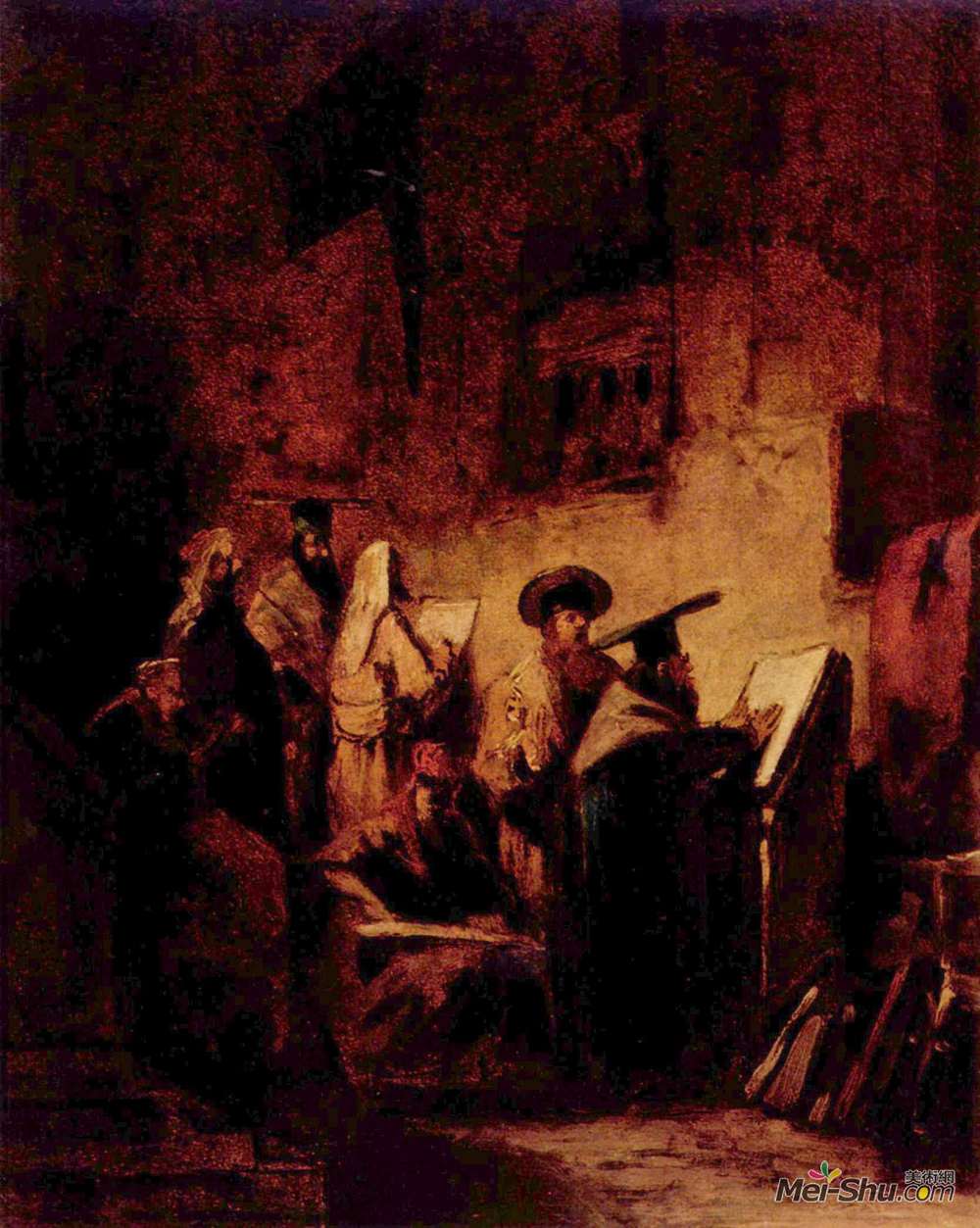 卡尔·施皮茨韦格(Carl Spitzweg)高清作品《在犹太教会堂里》