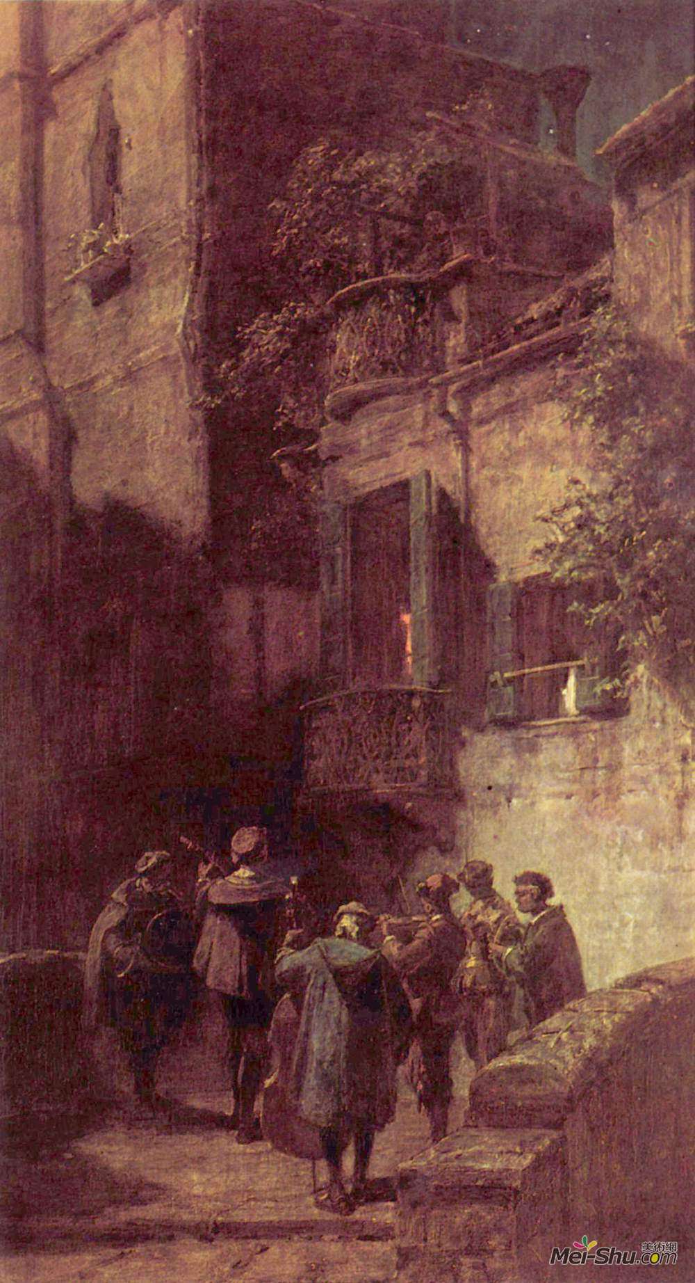 卡尔·施皮茨韦格(Carl Spitzweg)高清作品《小夜曲》