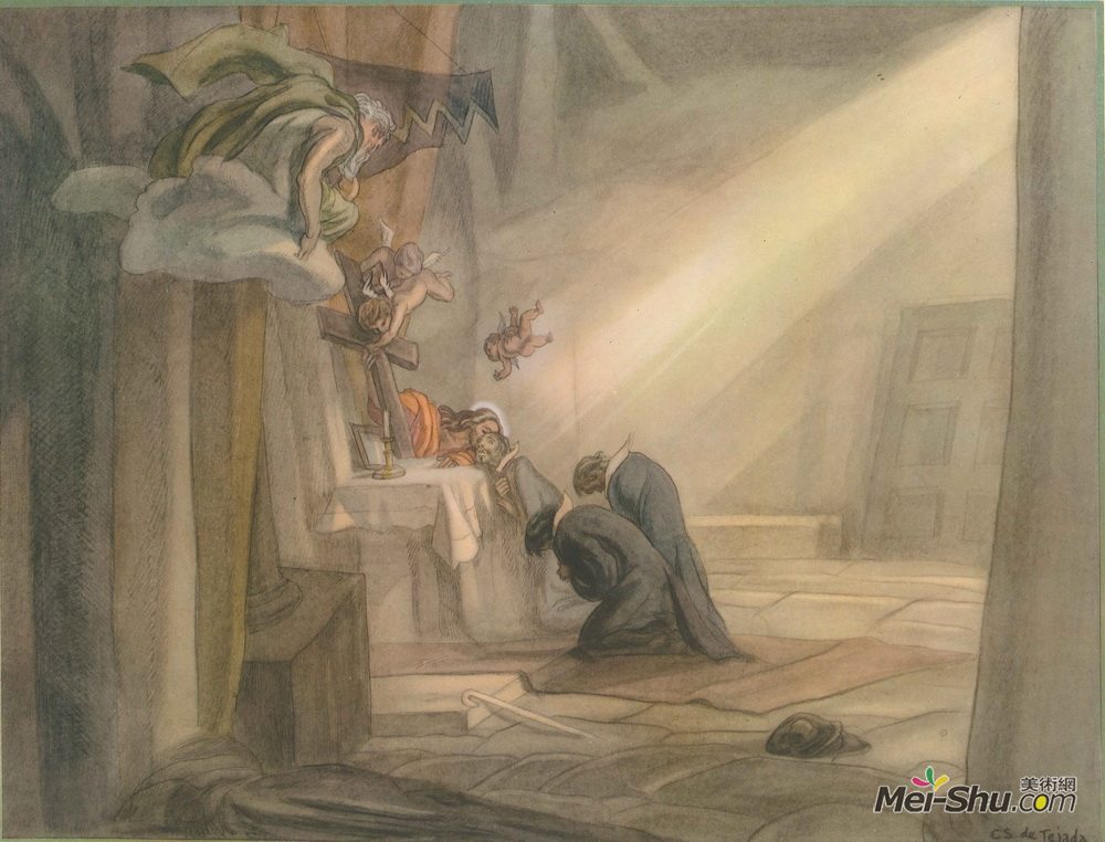 卡洛斯·萨恩斯·代·特哈达(Carlos Saenz de Tejada)高清作品《The Life of St. Ignatius Loyola. Plate 6.  The vision at La》