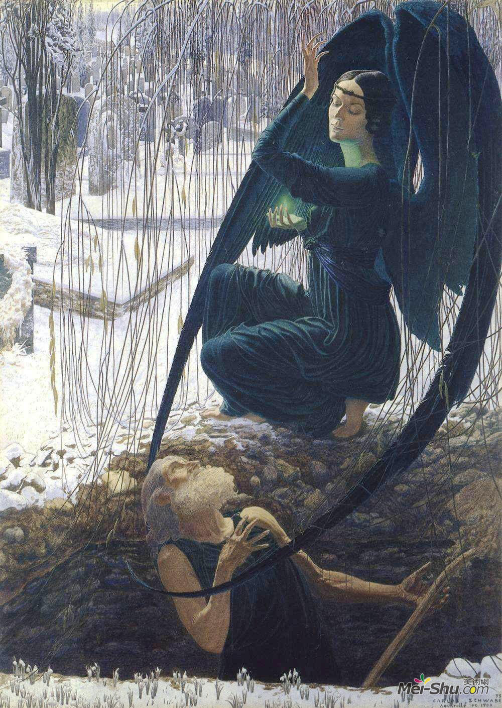 卡洛斯·施瓦布(Carlos Schwabe)高清作品《死亡和坟墓挖掘者》