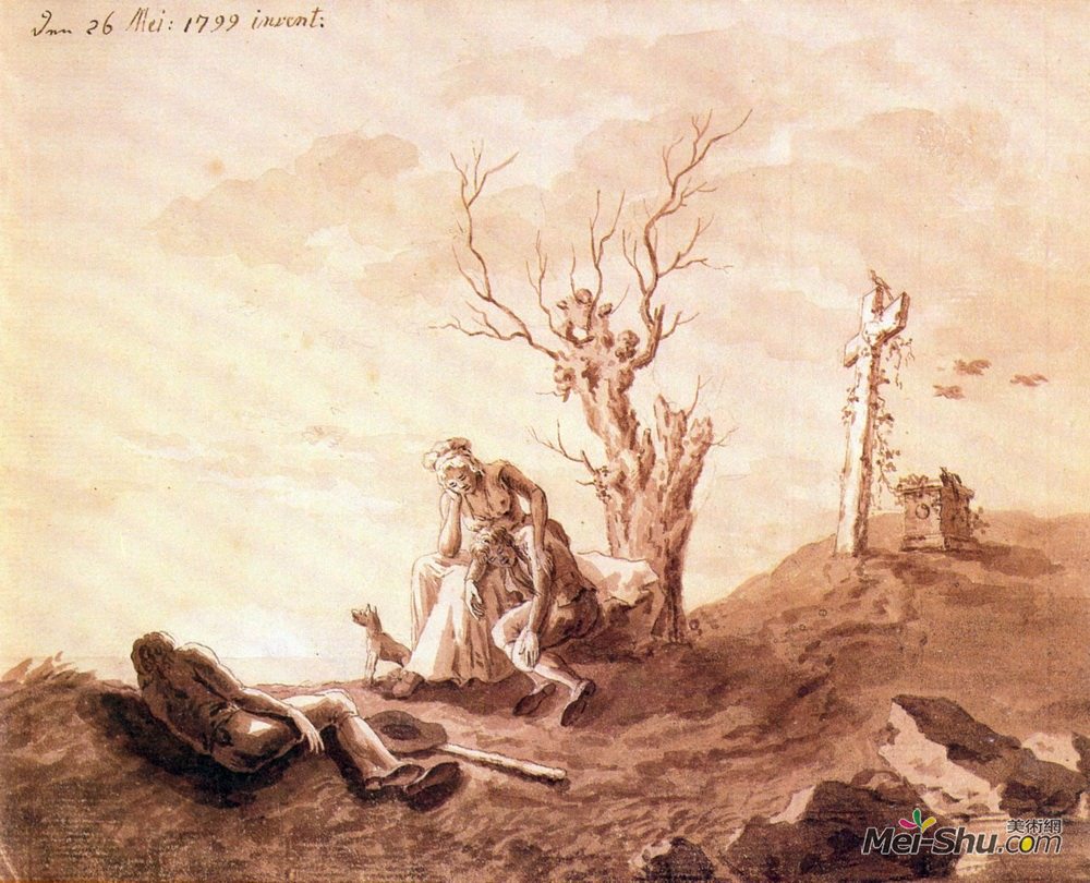 卡斯珀尔·大卫·弗里德里希(Caspar David Friedrich)高清作品《海滩葬礼现场》