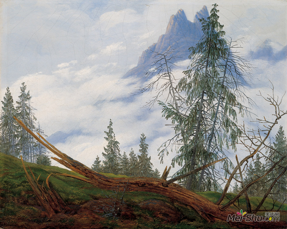 卡斯珀尔·大卫·弗里德里希(Caspar David Friedrich)高清作品《云峰山峰》