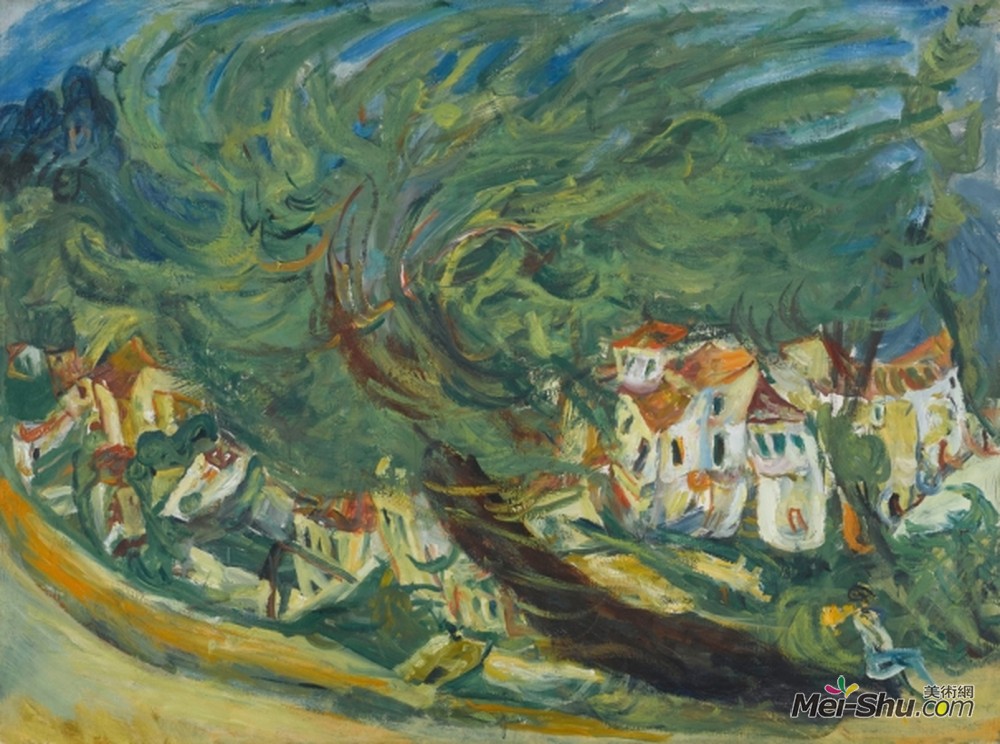柴姆·苏丁(Chaim Soutine)高清作品《倾斜树》