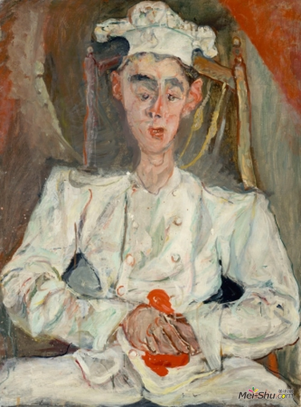 柴姆·苏丁(Chaim Soutine)高清作品《红手帕糕点厨师》