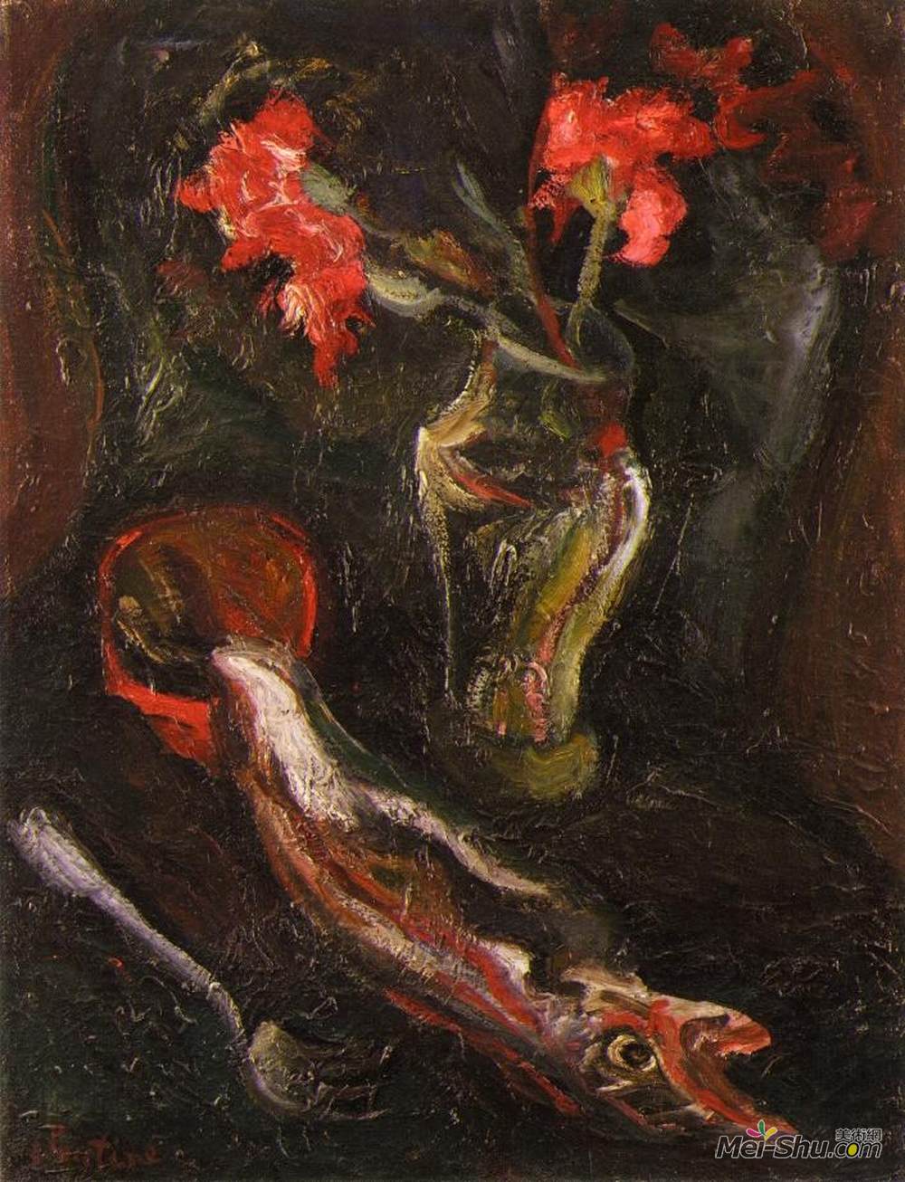 柴姆·苏丁(Chaim Soutine)高清作品《花儿鱼》