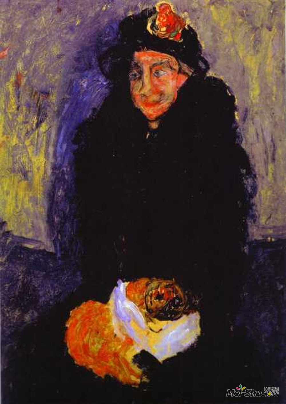 柴姆·苏丁(Chaim Soutine)高清作品《带狗的老妇人》