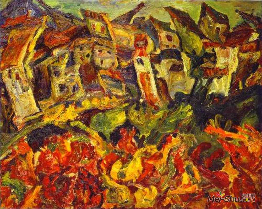 柴姆·苏丁(Chaim Soutine)高清作品《尖顶房屋》