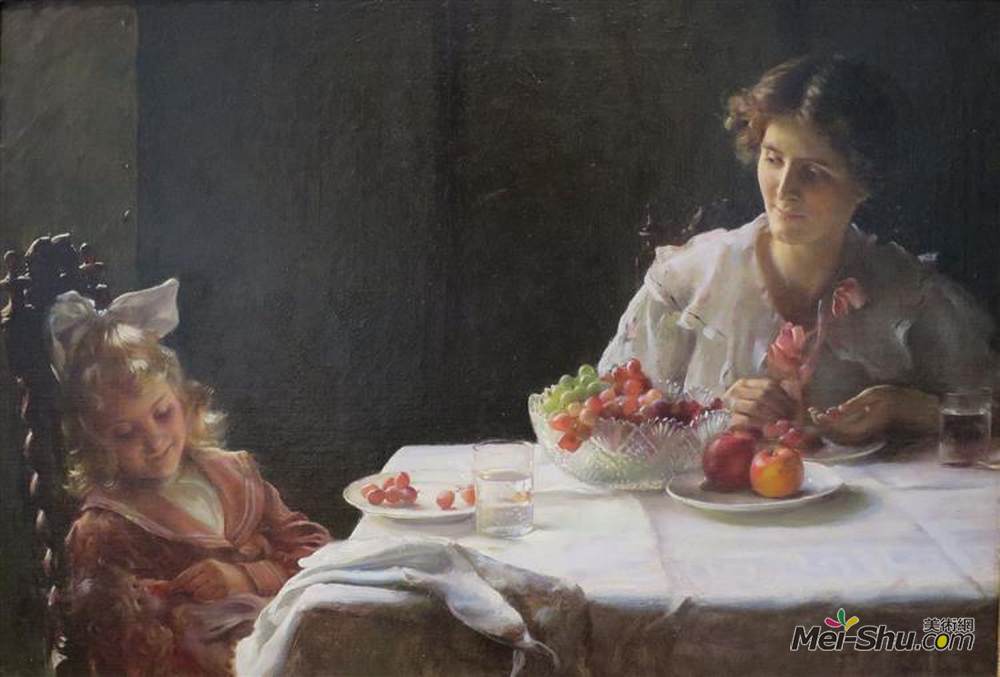 查尔斯·考特尼·柯伦(Charles Courtney Curran)高清作品《三早餐》