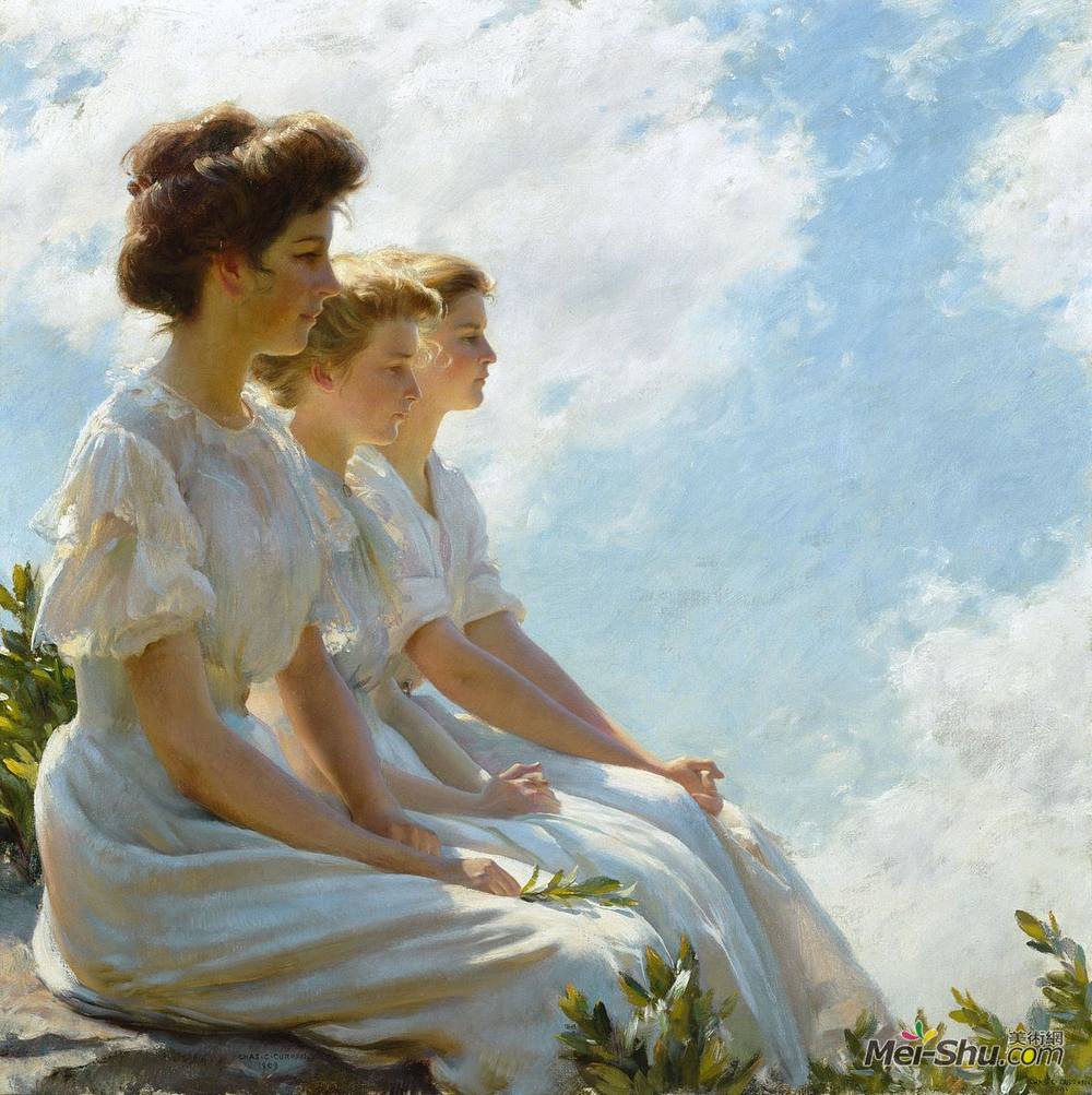 查尔斯·考特尼·柯伦(Charles Courtney Curran)高清作品《在高处》