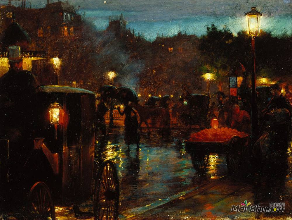 查尔斯·考特尼·柯伦(Charles Courtney Curran)高清作品《巴黎之夜》