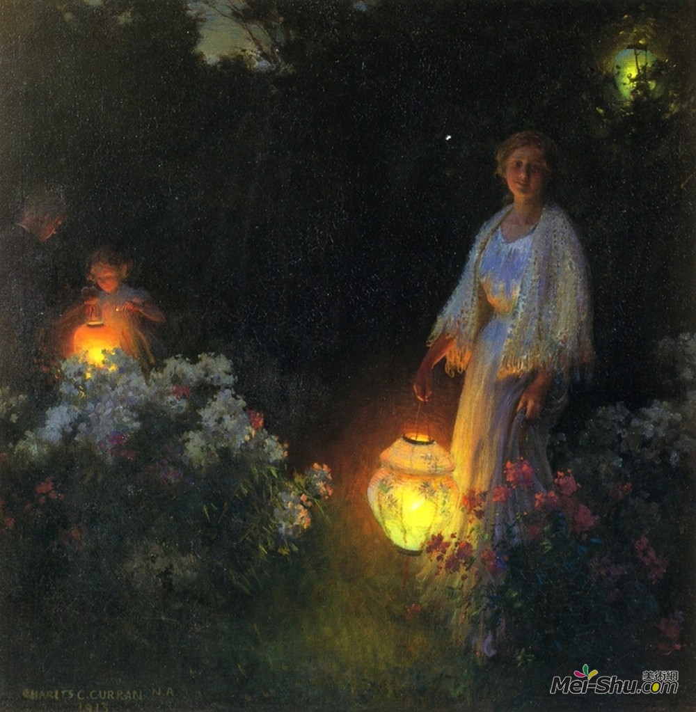 查尔斯·考特尼·柯伦(Charles Courtney Curran)高清作品《灯笼》