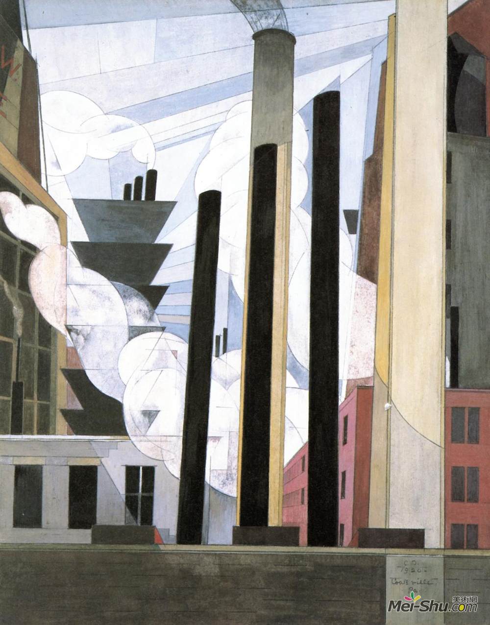 查尔斯·德穆斯(Charles Demuth)高清作品《游行结束，宾夕法尼亚州科茨维尔。》