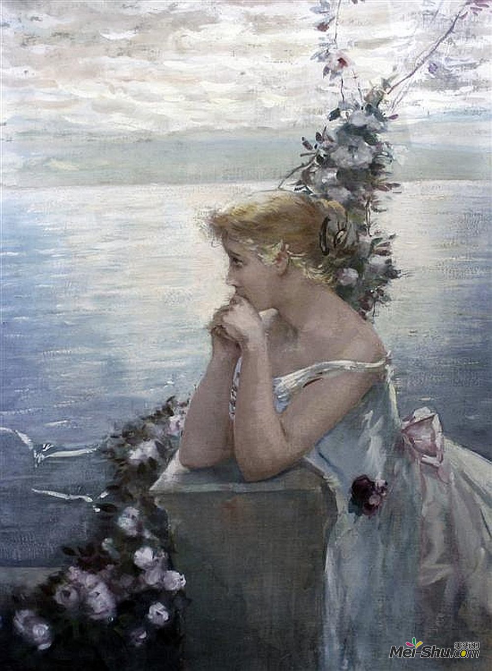 查尔斯·赫尔曼(Charles Hermans)高清作品《一个女孩的肖像（被确定为艺术家的女儿》