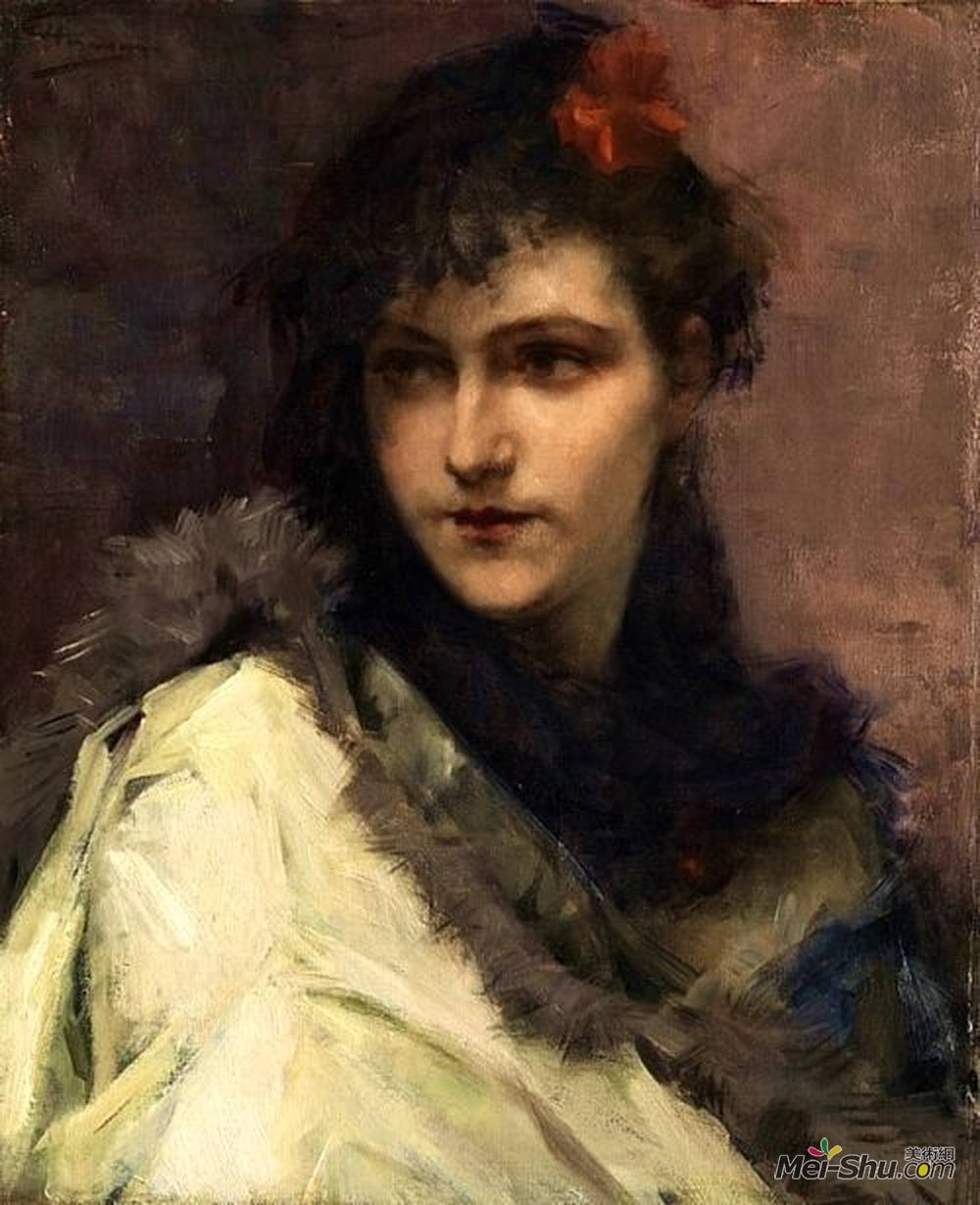 查尔斯·赫尔曼(Charles Hermans)高清作品《一位年轻女士的肖像》