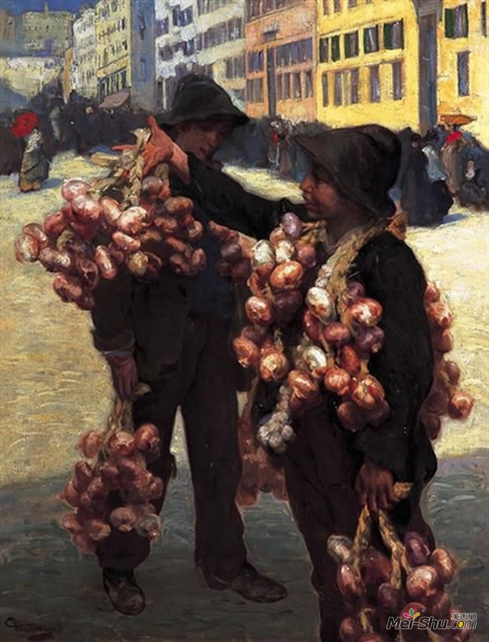 查尔斯·赫尔曼(Charles Hermans)高清作品《洋葱卖家》
