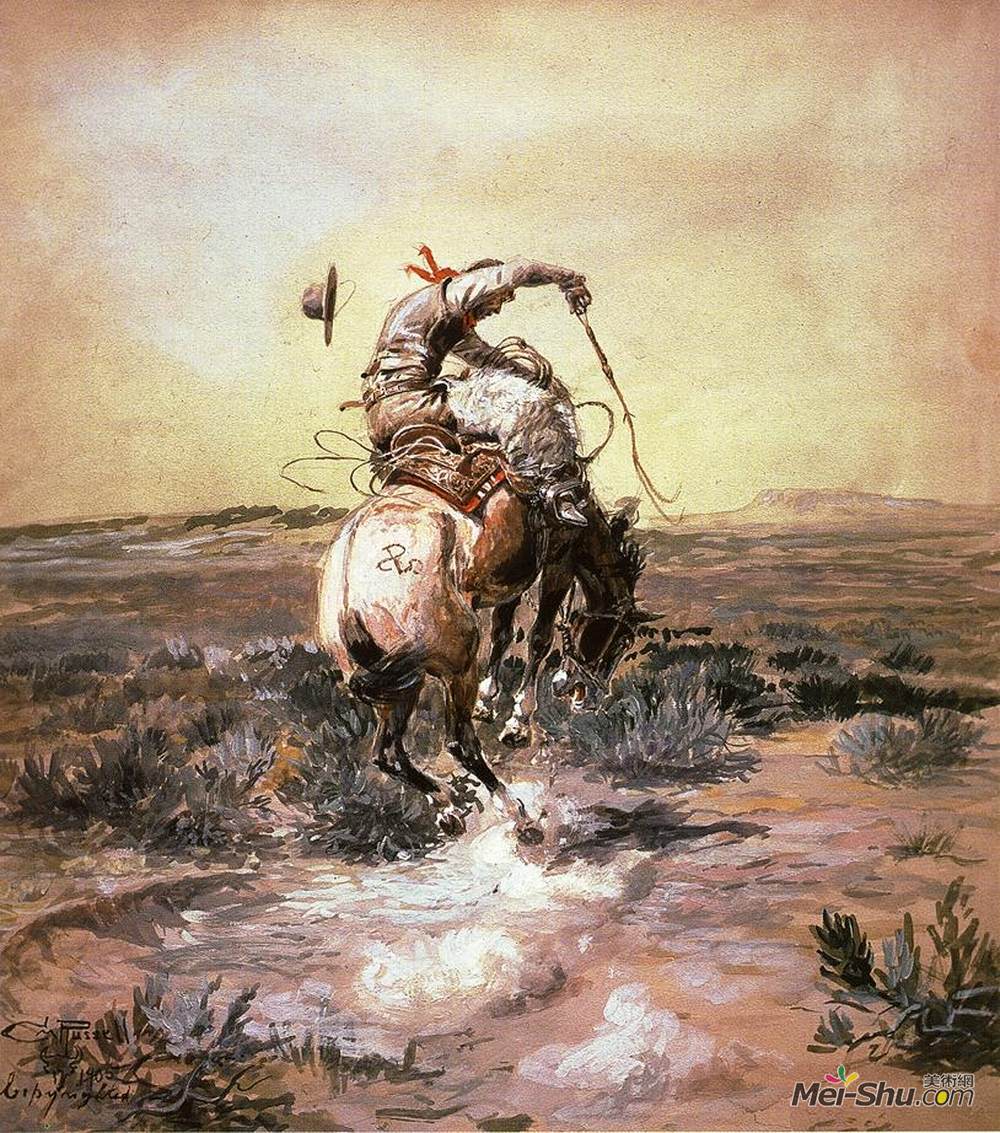 查尔斯·拉塞尔(Charles M. Russell)高清作品《光滑的骑士》