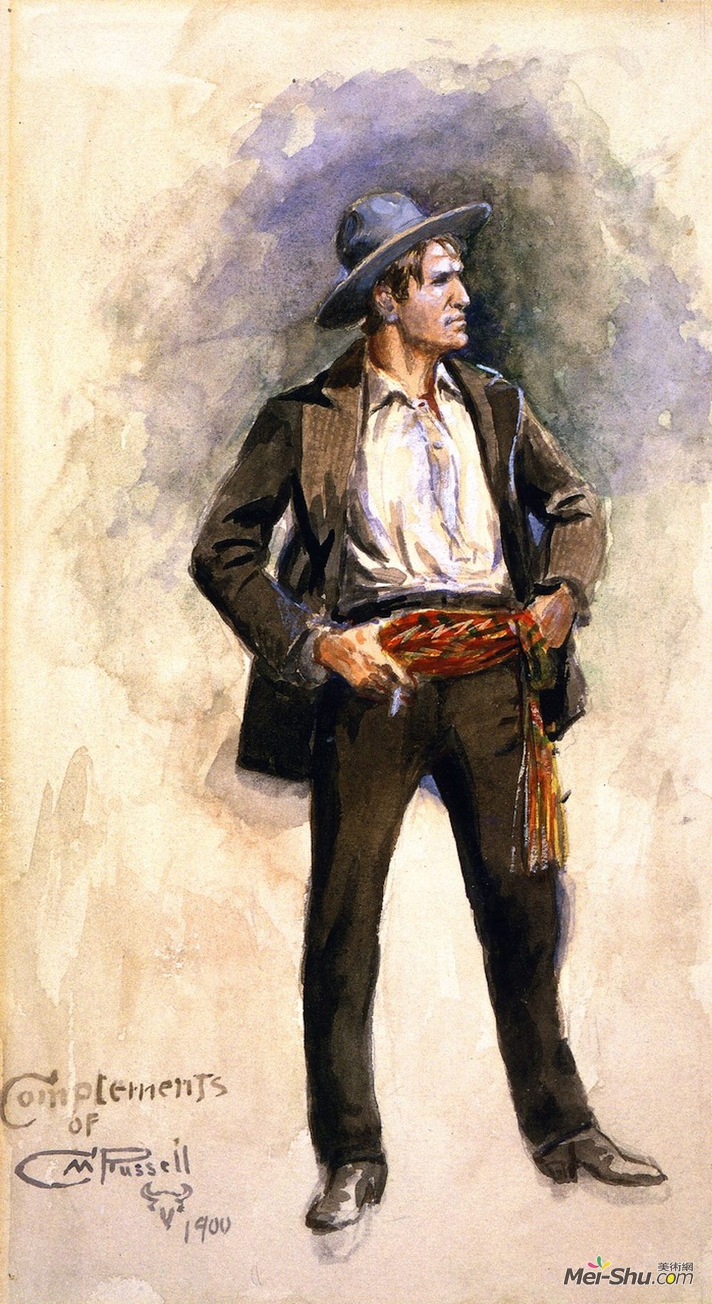 查尔斯·拉塞尔(Charles M. Russell)高清作品《自画像[第4号]》