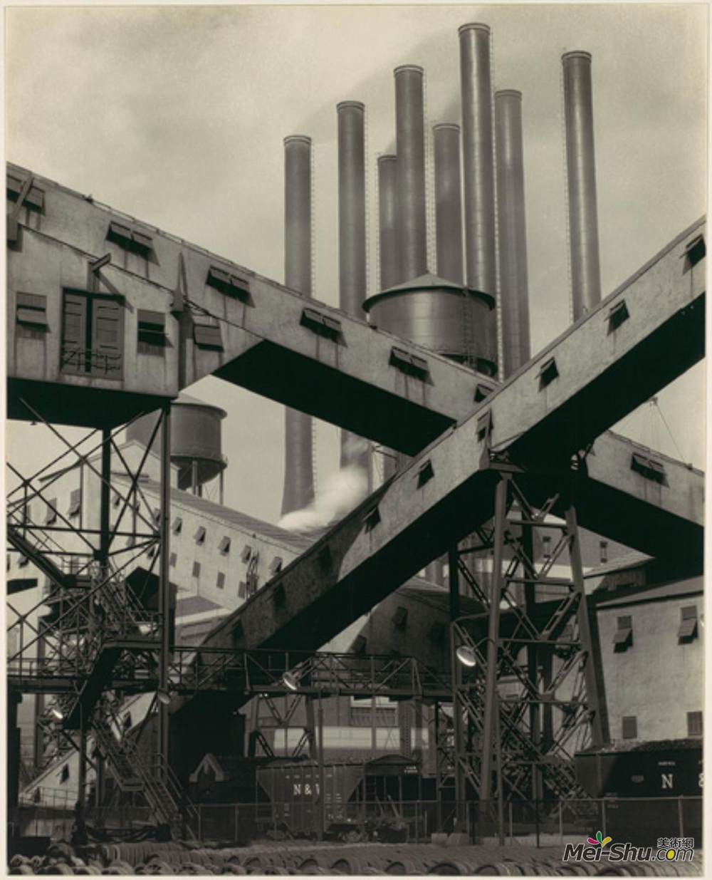 查尔斯·希勒(Charles Sheeler)高清作品《纵横交错的输送机，里弗鲁日工厂，福特汽车公司》