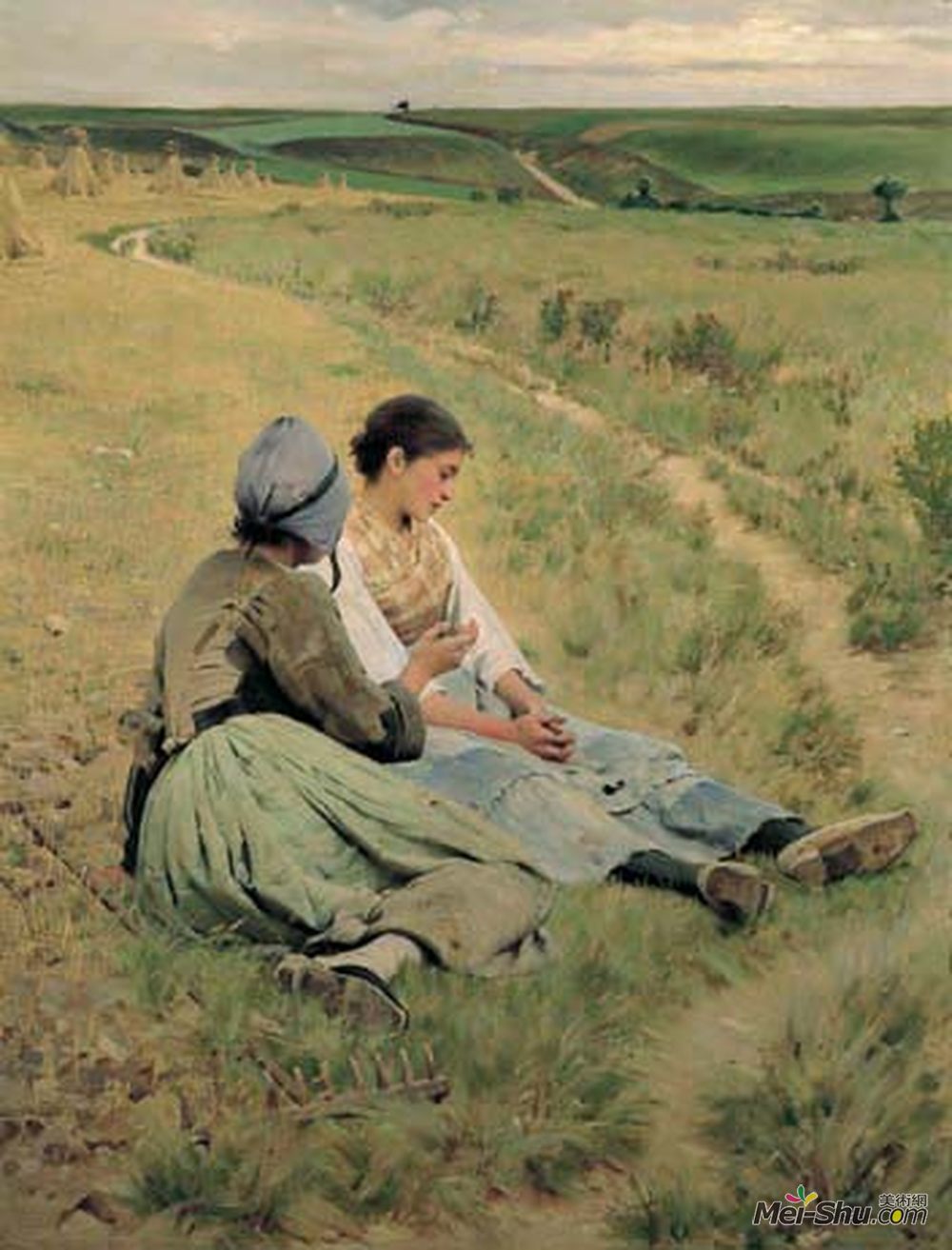 查尔斯·斯普拉格·皮尔斯(Charles Sprague Pearce)高清作品《去皮豌豆》